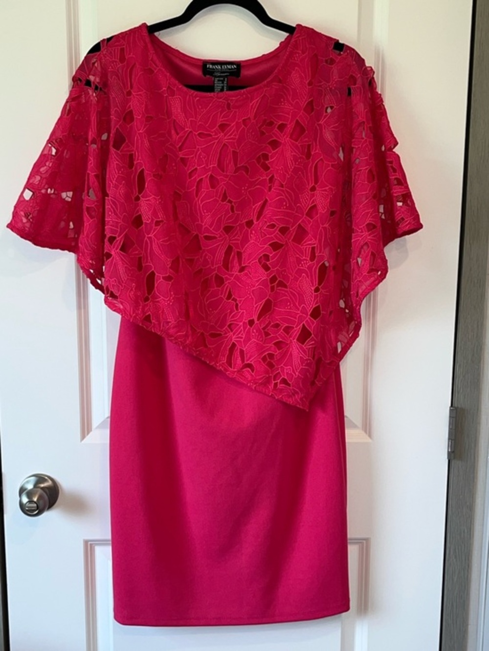 Frank Lyman Mature Lady Pink Shawl Layered Sheath Dress Sleeveless Size 6